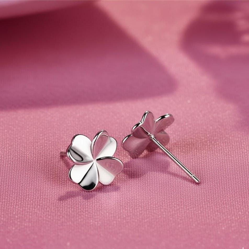 Sterling Silver Love Clover Stud Earrings