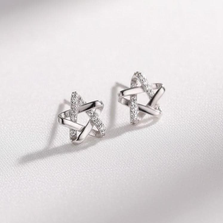 Sterling Silver Hexagram Star Stud Earrings
