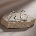 Sterling Silver Crystal Heart & Star Stud Earrings