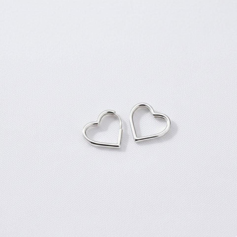 Sterling Silver Love Heart Hoop Earrings