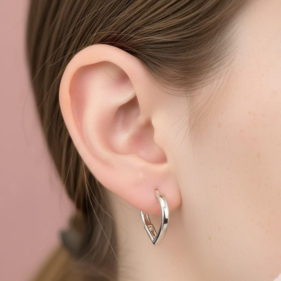 Sterling Silver Love Heart Hoop Earrings