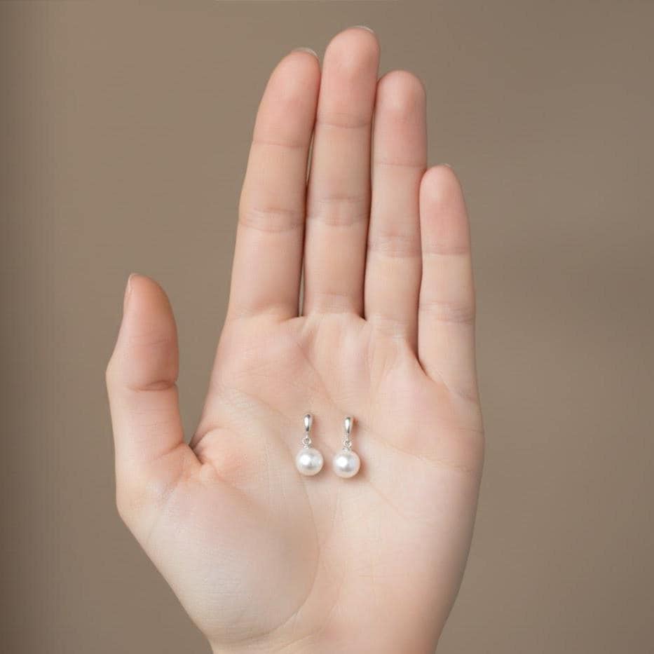 Sterling Silver Pearl Hoop Earrings