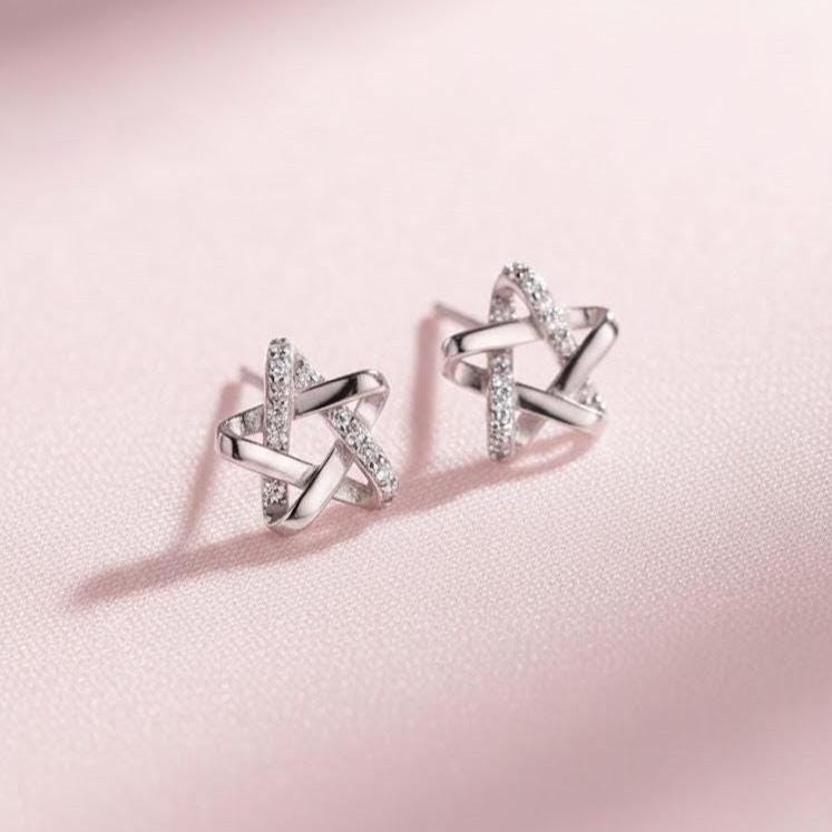 Sterling Silver Hexagram Star Stud Earrings
