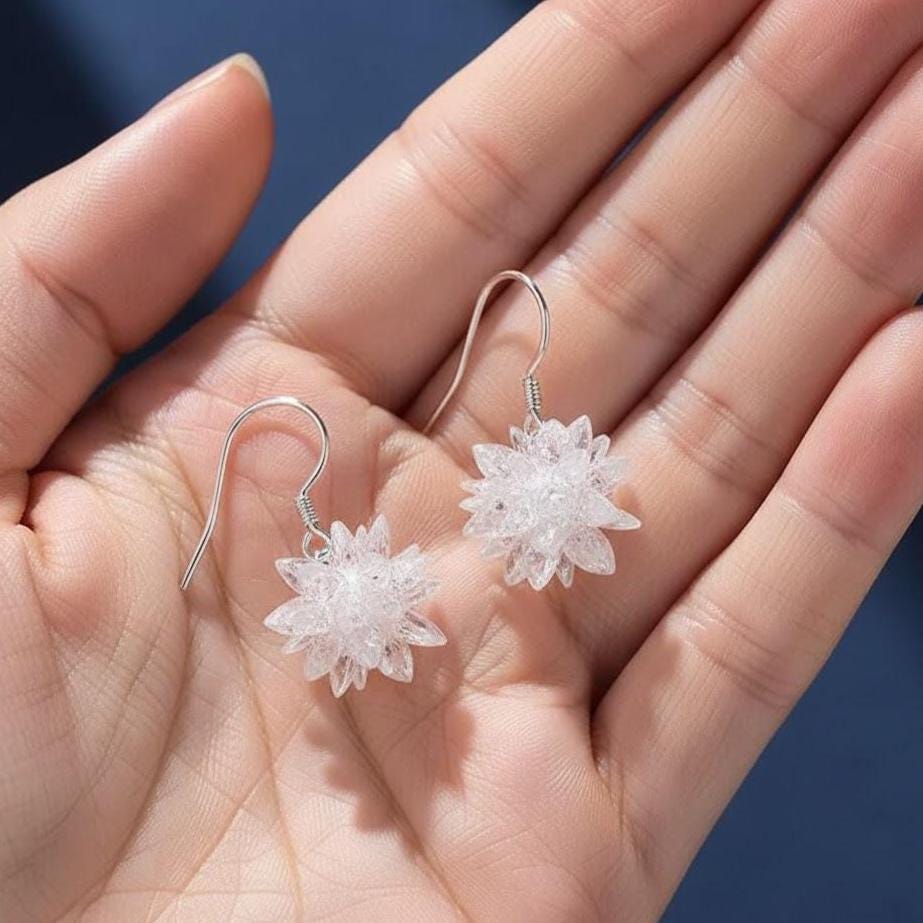 Crystal Ice Snowflake Drop Hook Earrings