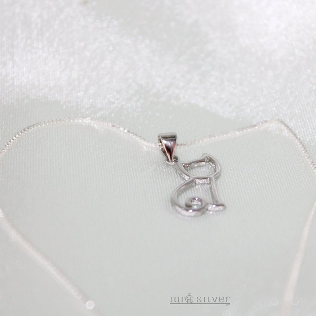 Sterling Silver Pretty Cat Pendant Necklace
