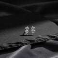 Sterling Silver Small Leaf CZ Gemstone Stud Earrings
