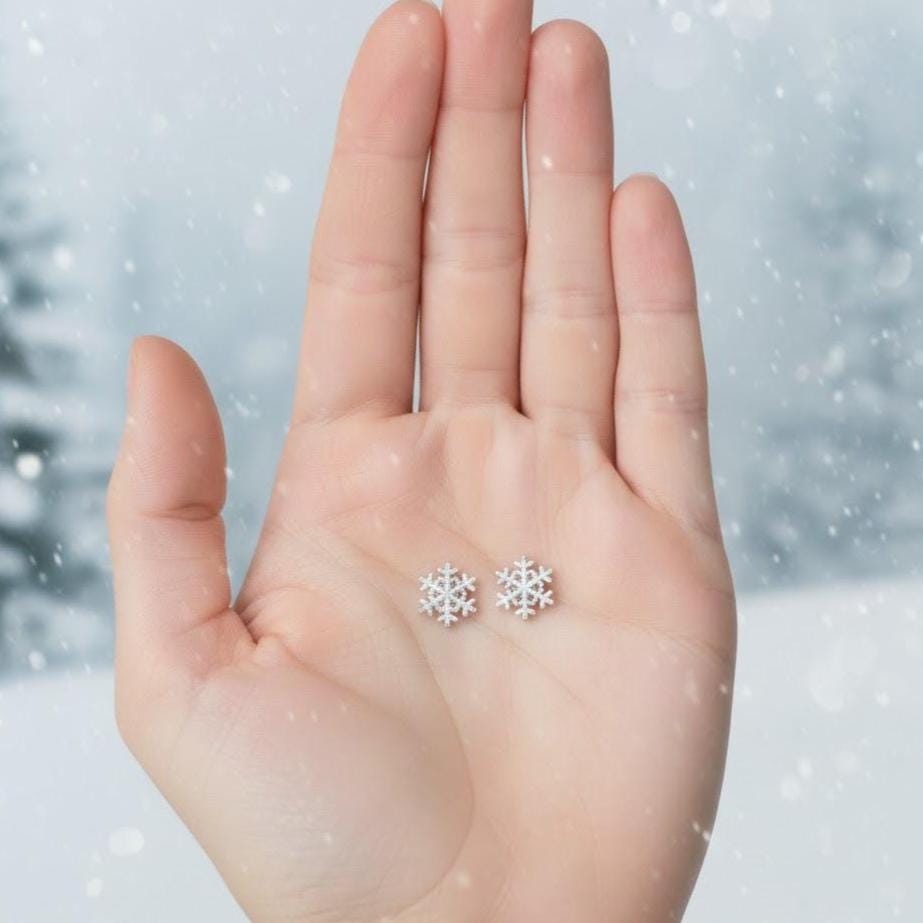 Christmas Snowflake Sterling Silver Stud Earrings