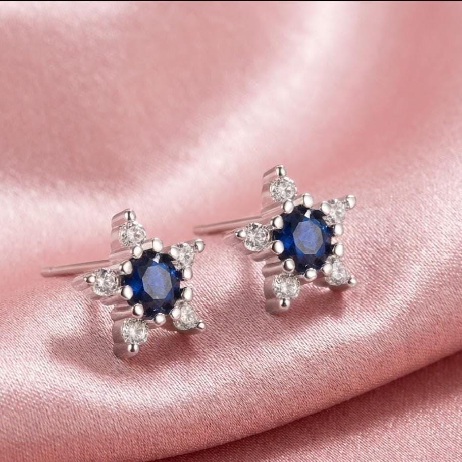 Sterling Silver Pentagram Star Stud Earrings