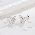 Sterling Silver Butterfly Stud Earrings – Dainty Minimalist Earrings for Women
