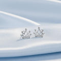 Sterling Silver Crystal Crown Stud Earrings