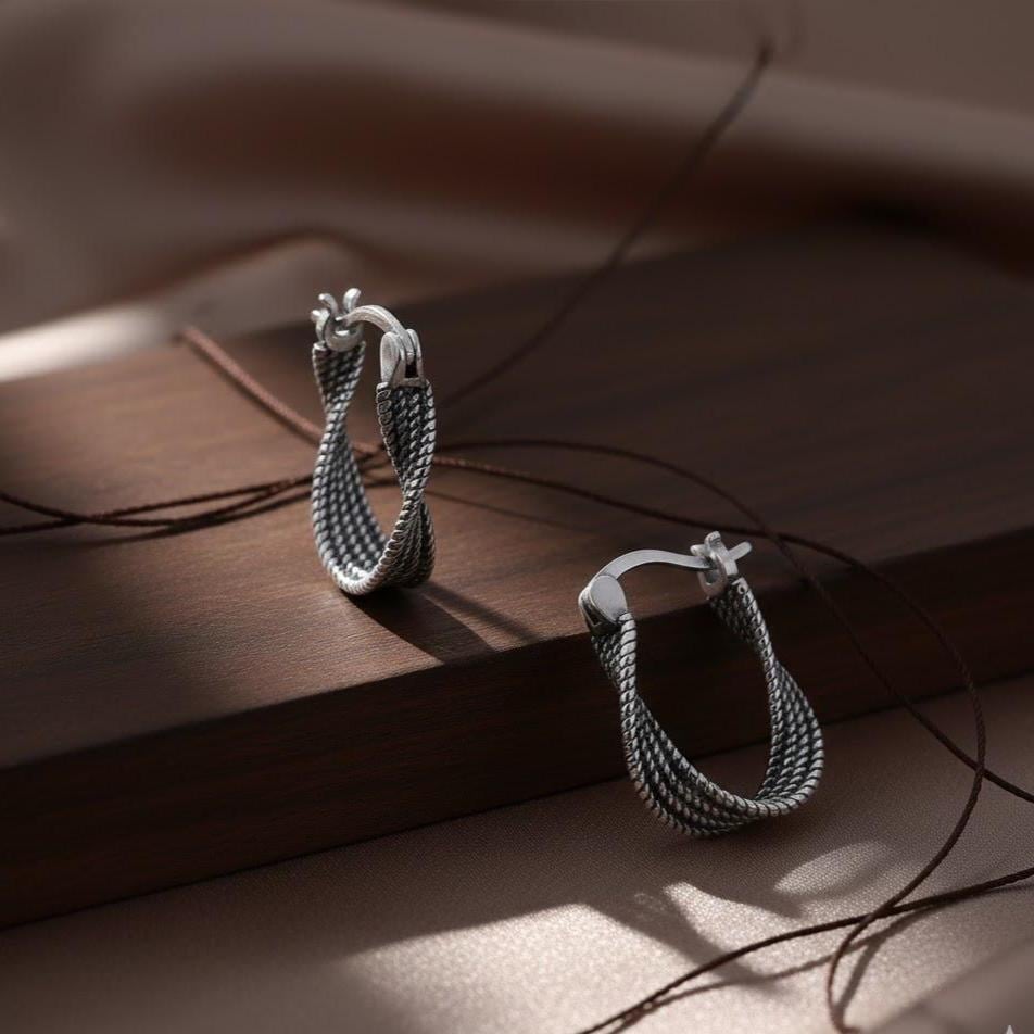 Sterling Silver Twisted Hoop Earrings