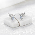Sterling Silver Crystal Angel Wing Stud Earrings