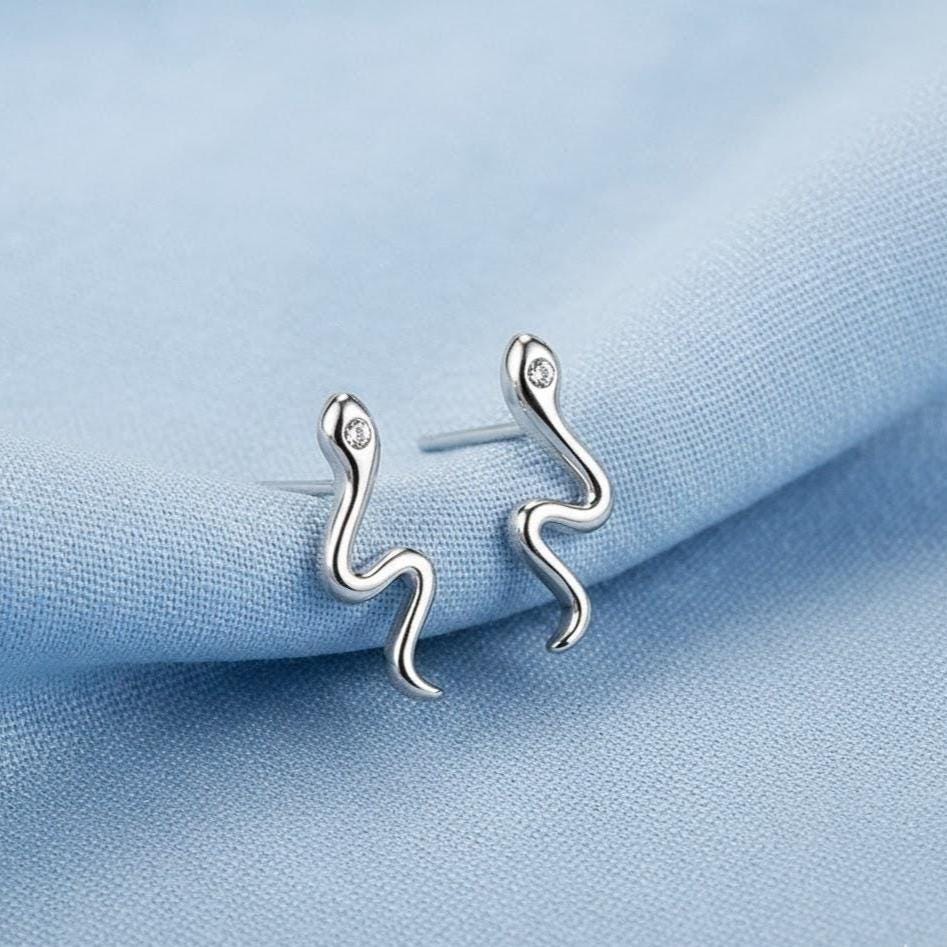 Sterling Silver Snake Studs Earrings