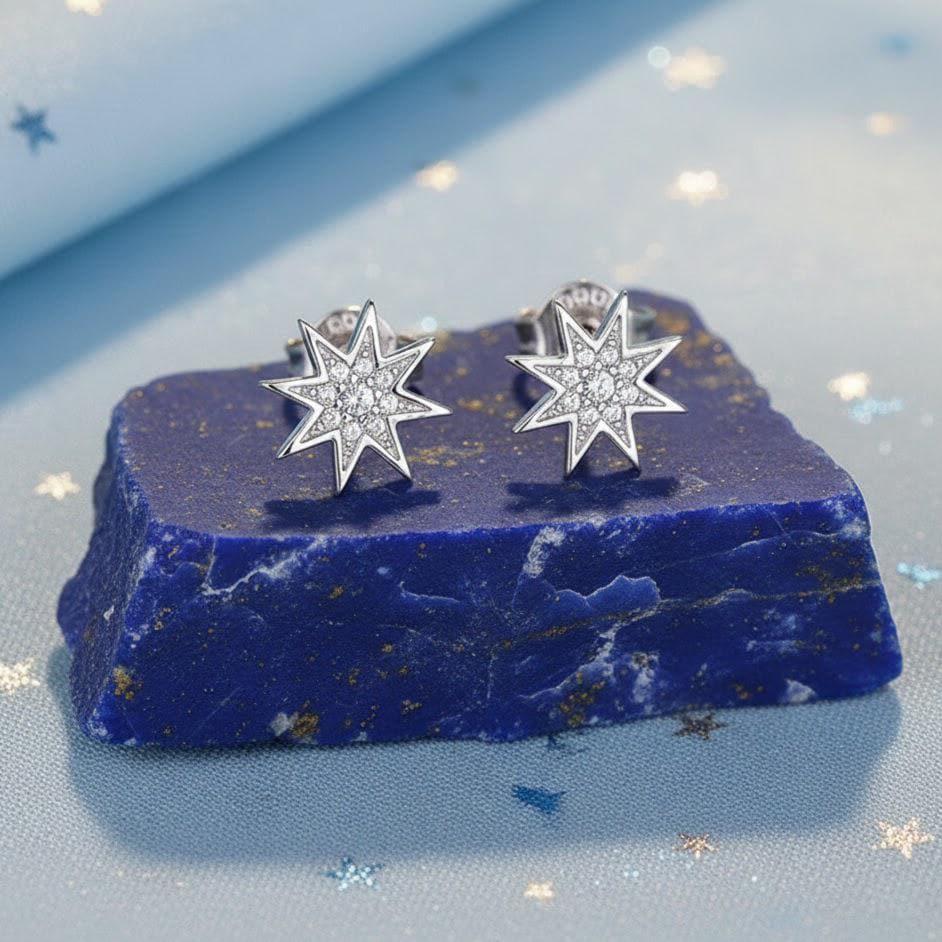 Sterling Silver Twinkle Star Stud Earrings