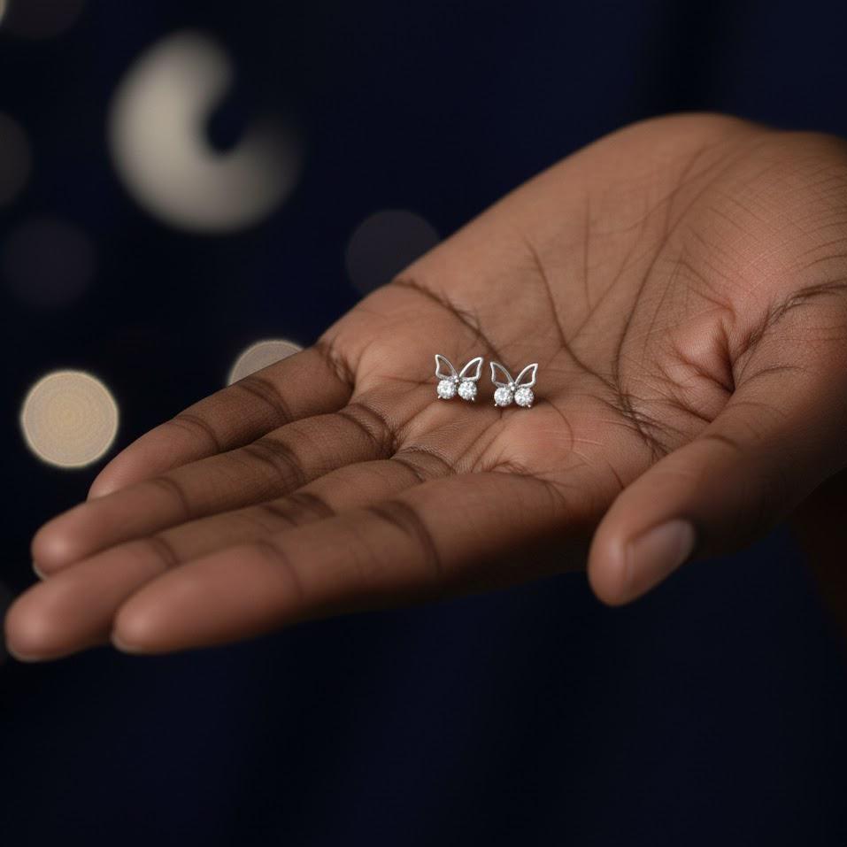 Sterling Silver Tiny Butterfly Stud Earrings