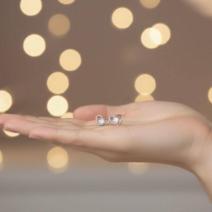 Sterling Silver Heart Swirl Stone Stud Earrings