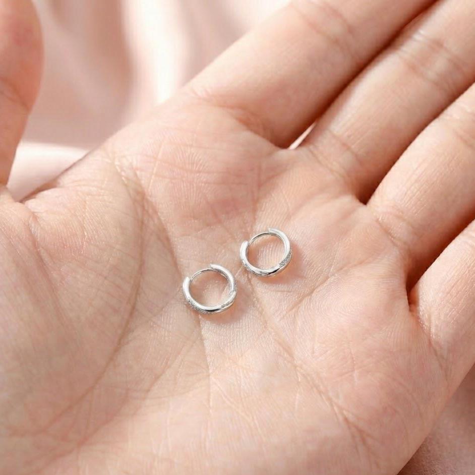 Elegant Crystal Huggie Hoop Earrings in Sterling Silver