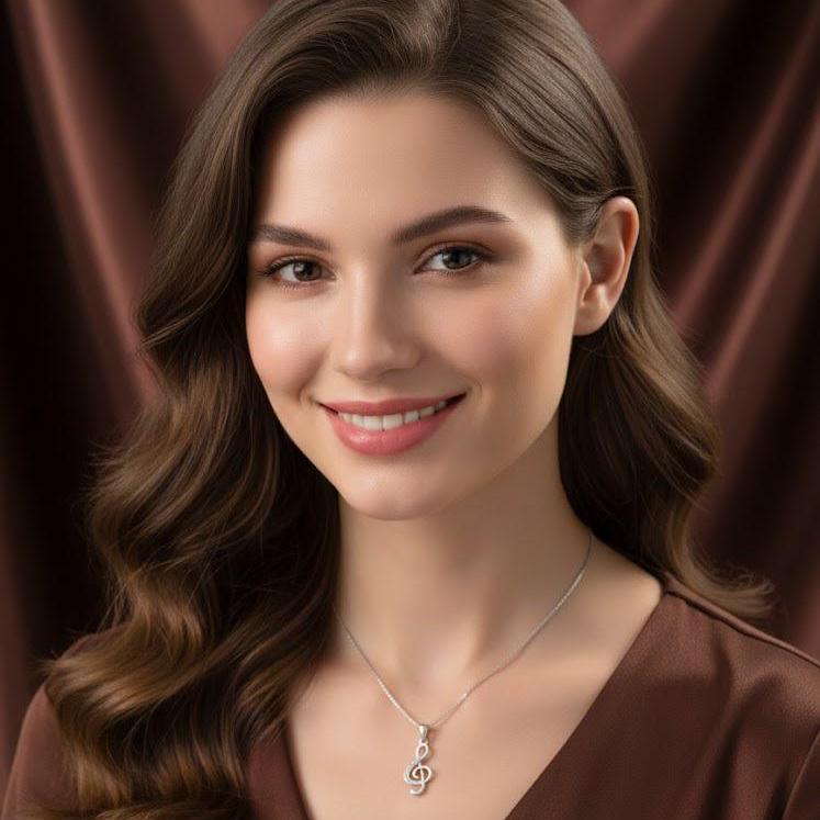 Musical Note Pendant Necklace in Sterling Silver