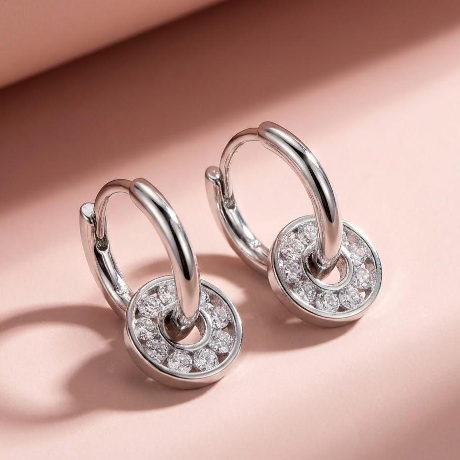 Sterling Silver Crystal Huggie Hoop Earrings