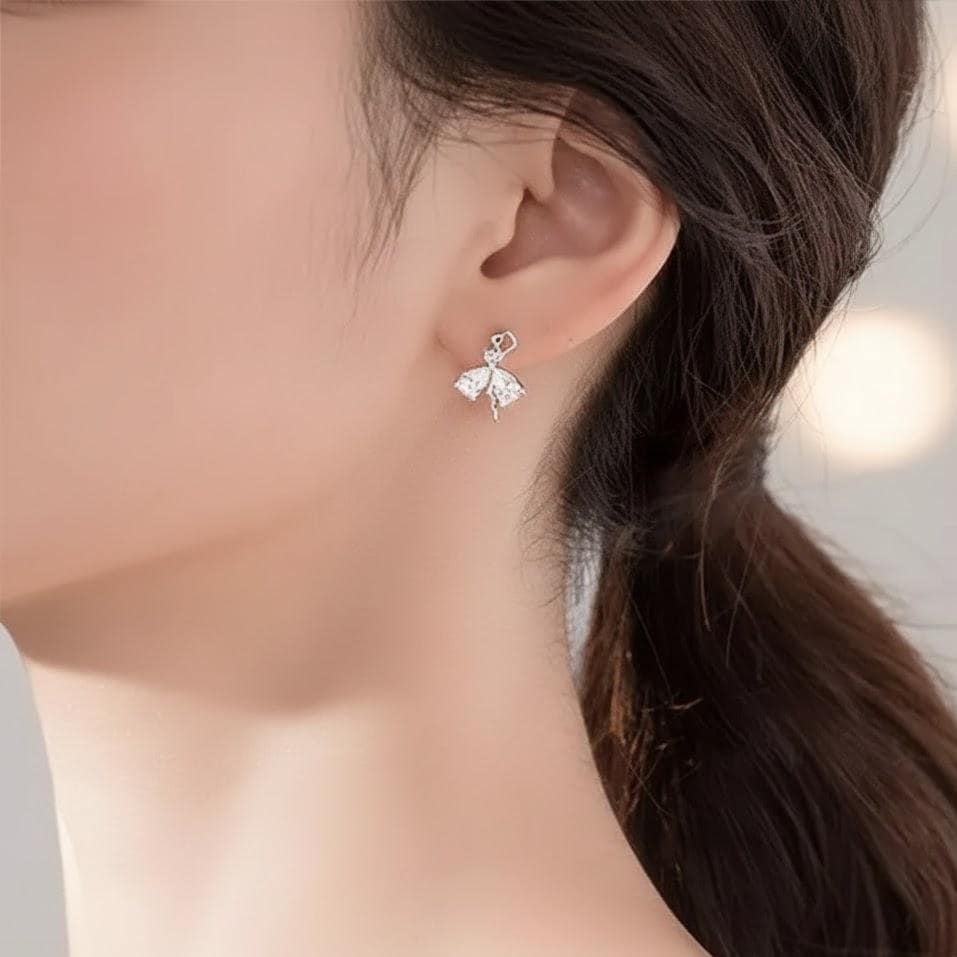 Sterling Silver Ballet Dancer Stud Earrings