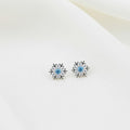 Sterling Silver Christmas Crystal Snowflake Stud Earrings