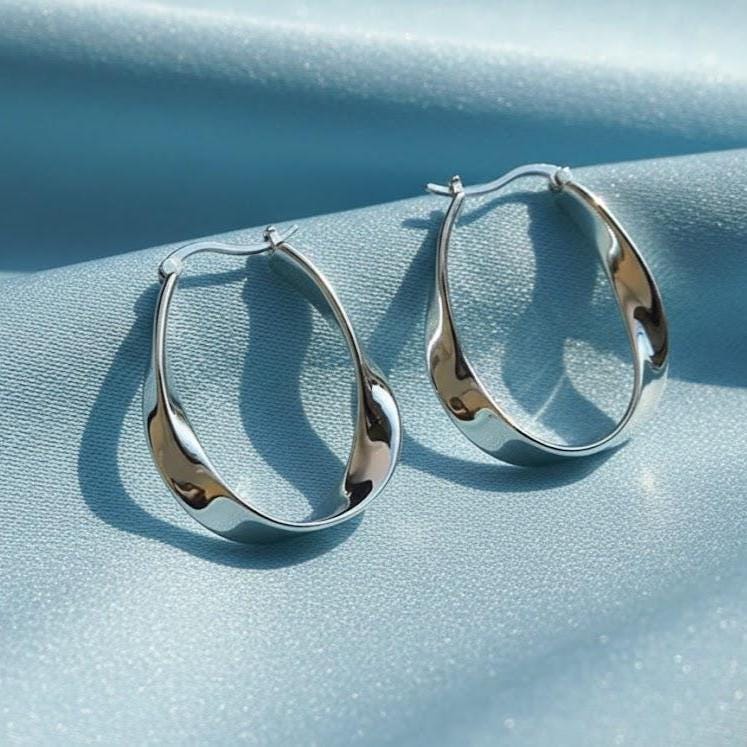 Sterling Silver Geometric Hoop Earrings