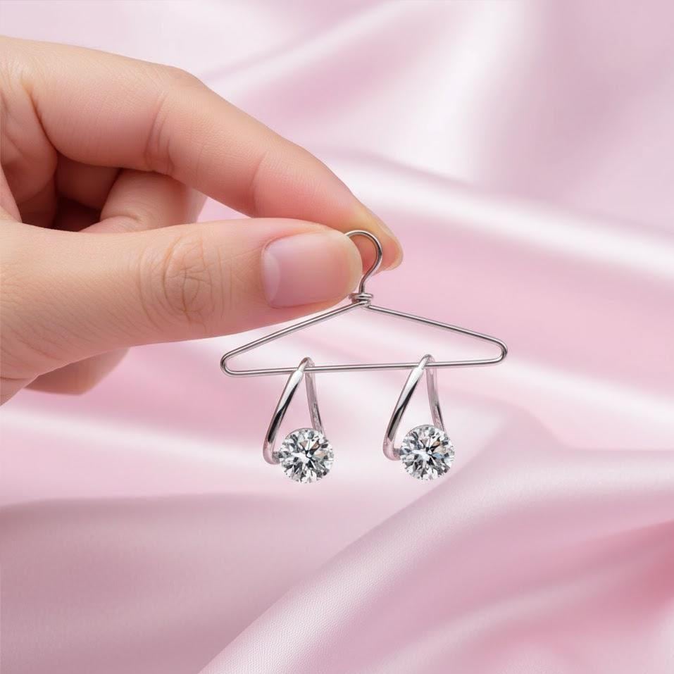 Sterling Silver Elegant Crystal Hoop Earrings