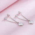 Sterling Silver Heart Drop Dangle Chain Earrings