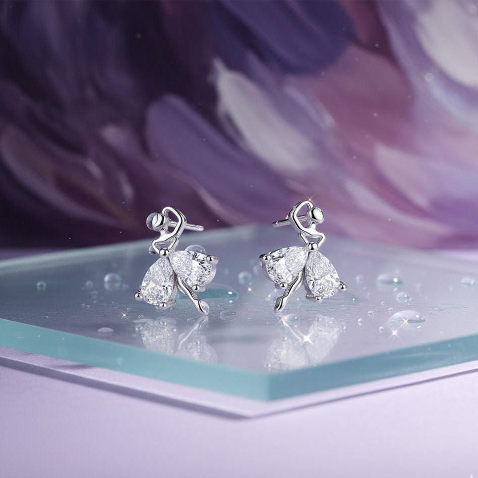 Sterling Silver Ballet Dancer Stud Earrings