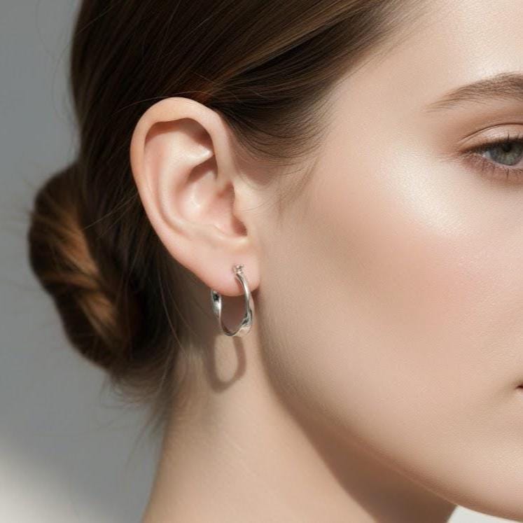 Sterling Silver Geometric Hoop Earrings