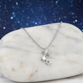 Three Star Link Pendant Necklace in Sterling Silver on a Dainty Chain