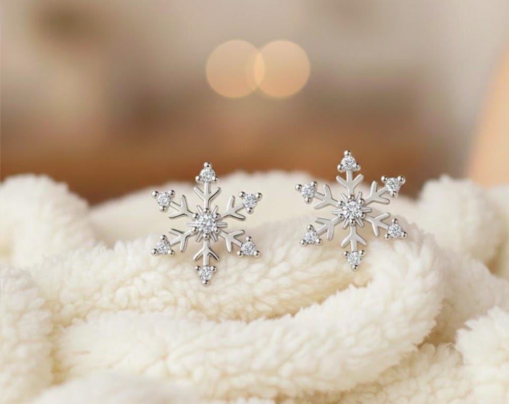 Sterling Silver Snowflake Stud Earrings