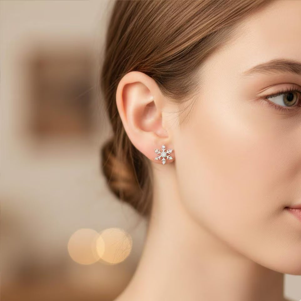 Sterling Silver Snowflake Stud Earrings