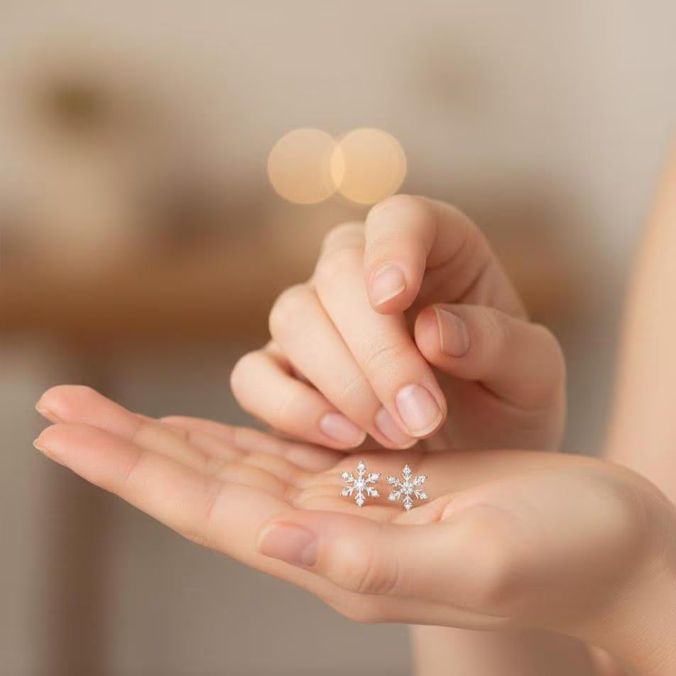 Sterling Silver Snowflake Stud Earrings