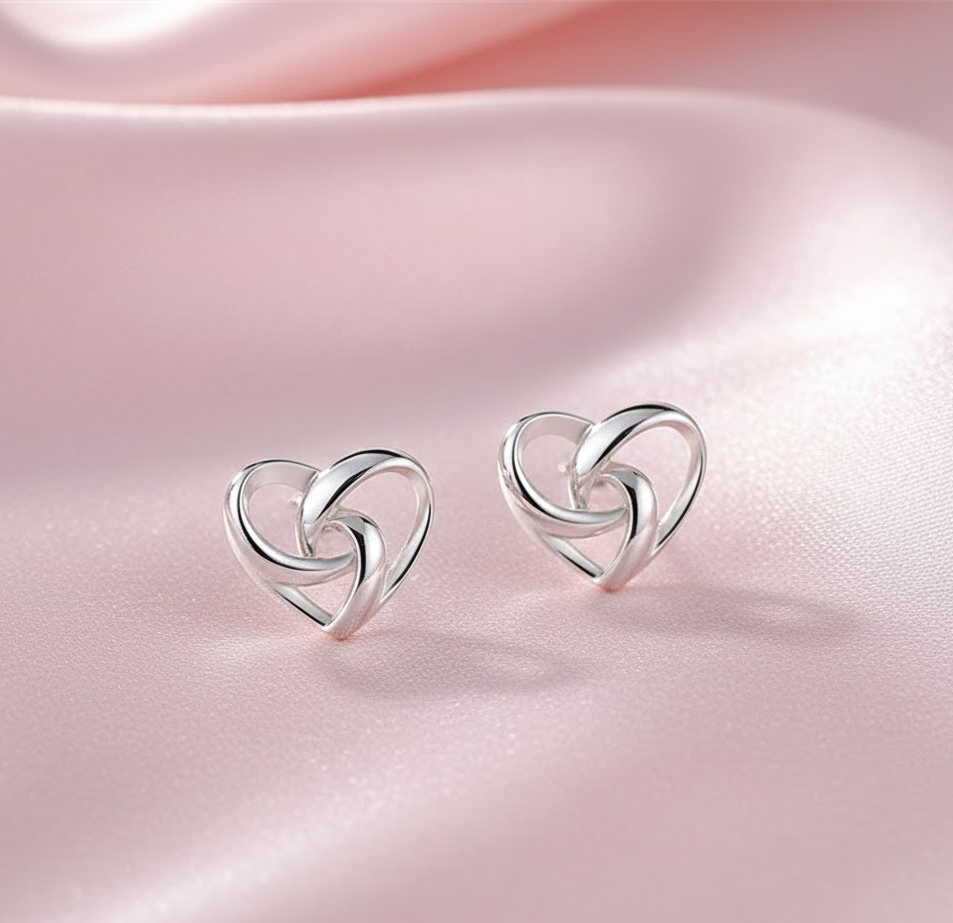 Sterling Silver Heart Stud Earrings