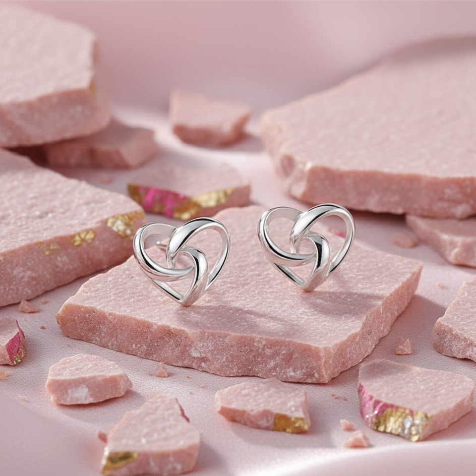 Sterling Silver Heart Stud Earrings