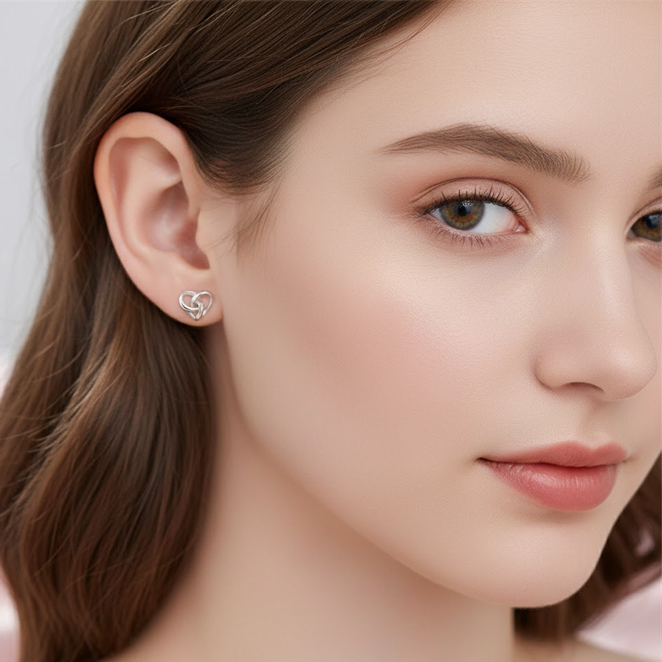 Sterling Silver Heart Stud Earrings