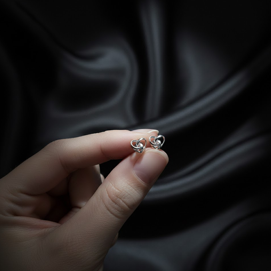 Sterling Silver Heart Stud Earrings