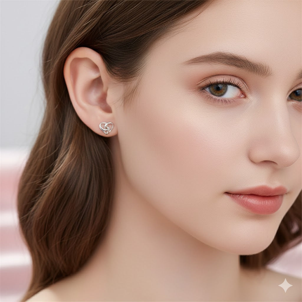 Sterling Silver Heart Stud Earrings