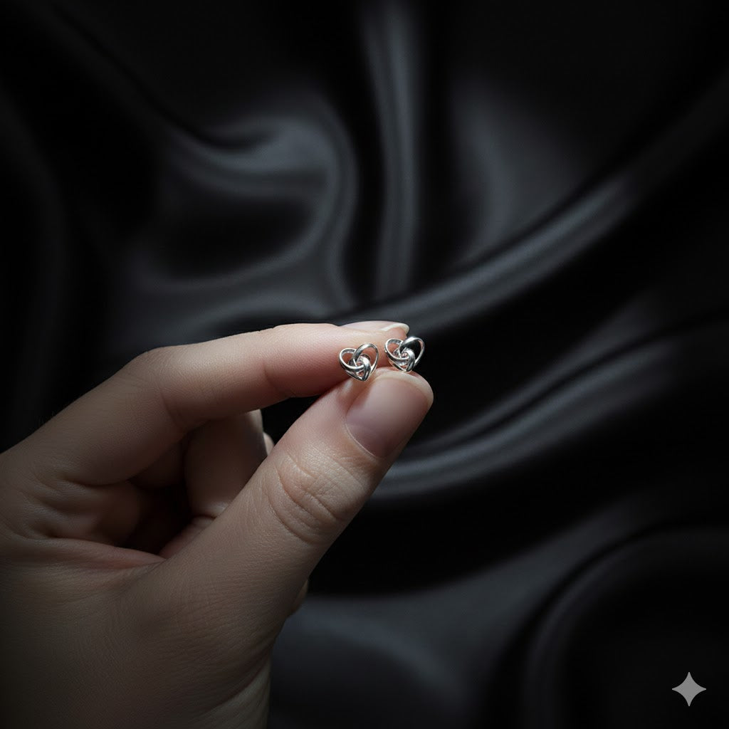 Sterling Silver Heart Stud Earrings